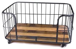 Lex & Max Hondenbank Metal Wire Basket Zwart