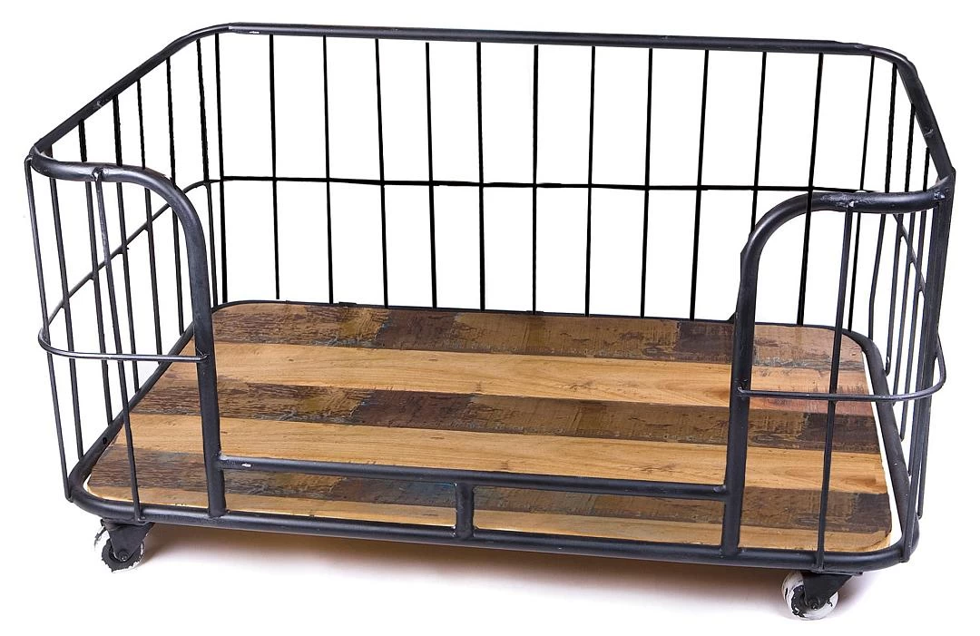 Lex & Max Hondenbank Metal Wire Basket Zwart